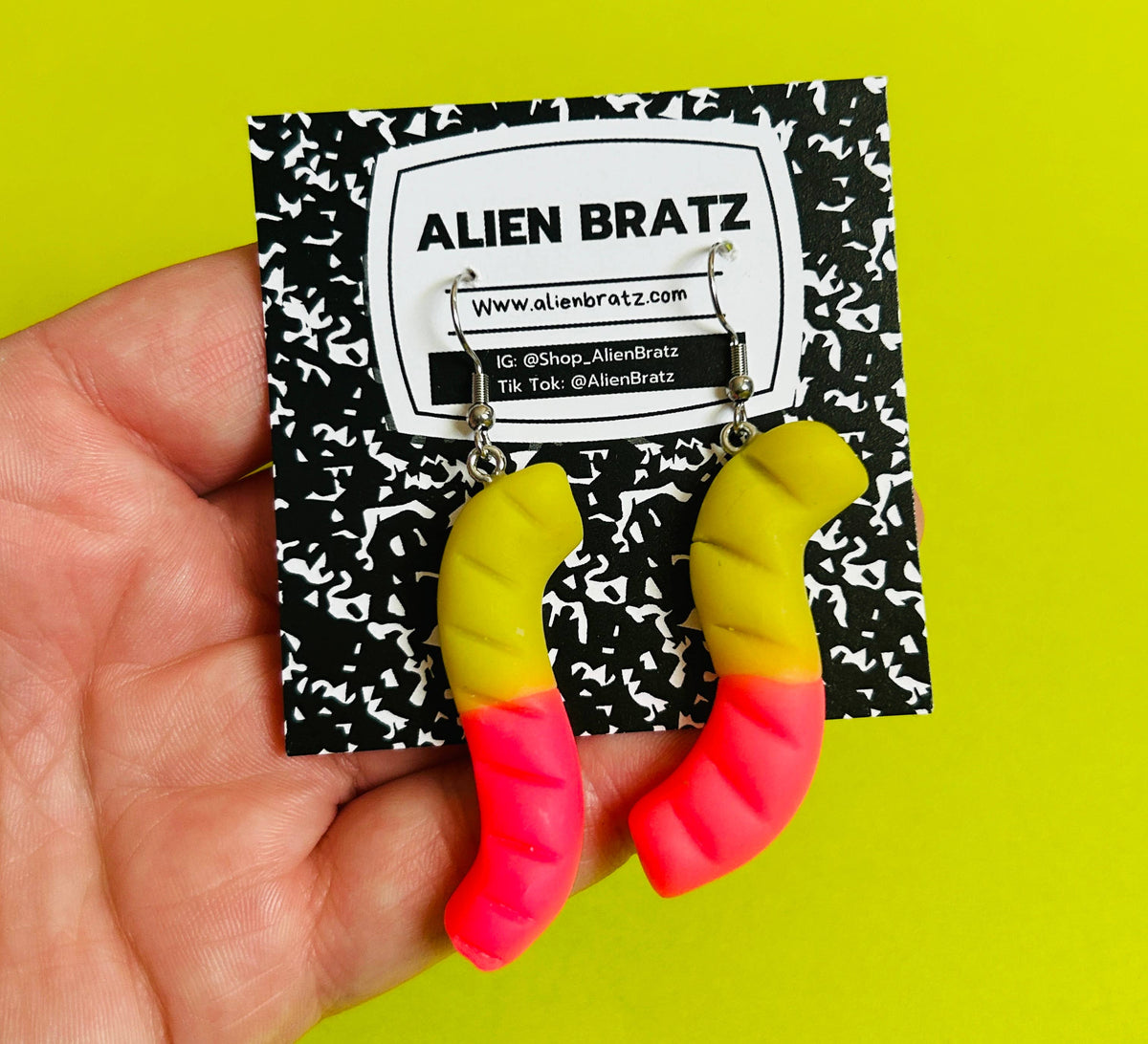 Neon Candy Worm Earring Food Earrings Funky Earrings
