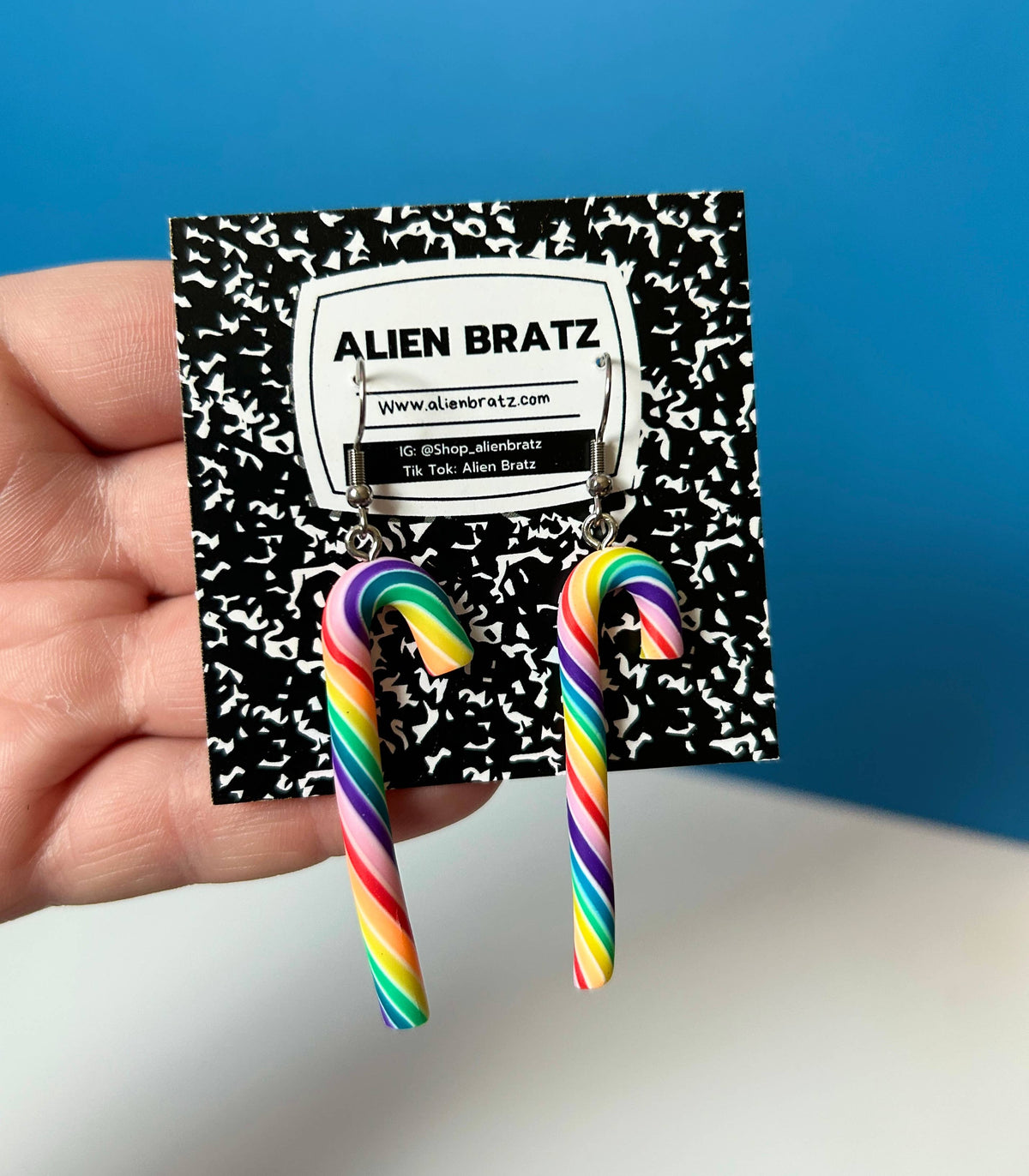 Candy Cane Earrings Rainbow Earrings Christmas Earrings Food