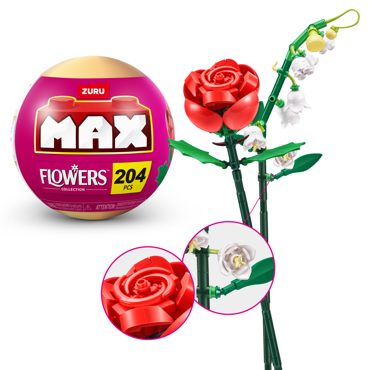 ZURU MAX PREMIUM BRICKS FLOWER CONSTRUCTION- 15 PC PDQ