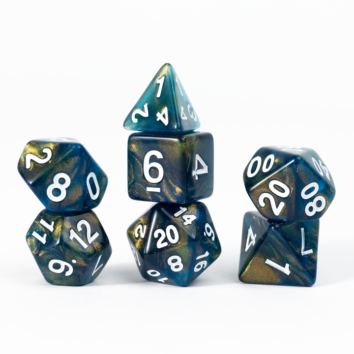Unearthed Treasure Onyx 7-Piece Polyhedral RPG Dice Set
