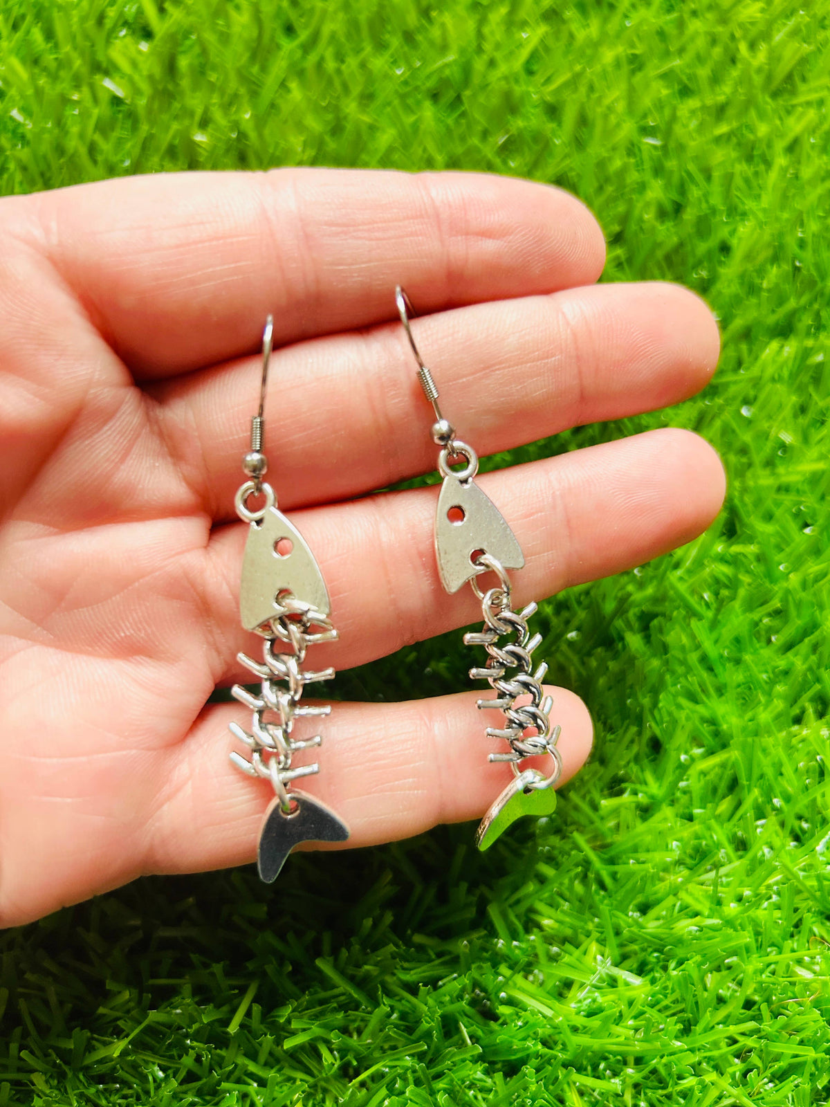 Fish Bone Earrings Halloween Earrings Silver Earrings