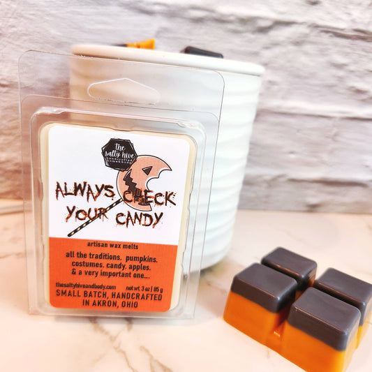 Always Check Your Candy horror wax melt, pumpkin apple scent