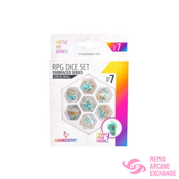 Embraced Series Green Skull Rpg Dice Set (7)