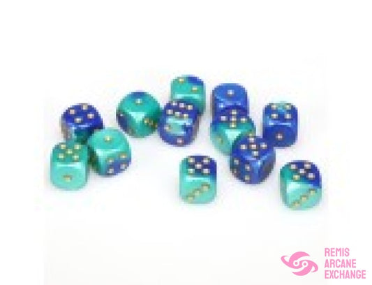 Gemini: 12Mm D6 Blue-Teal/Gold Block (12 Dice) Accessories