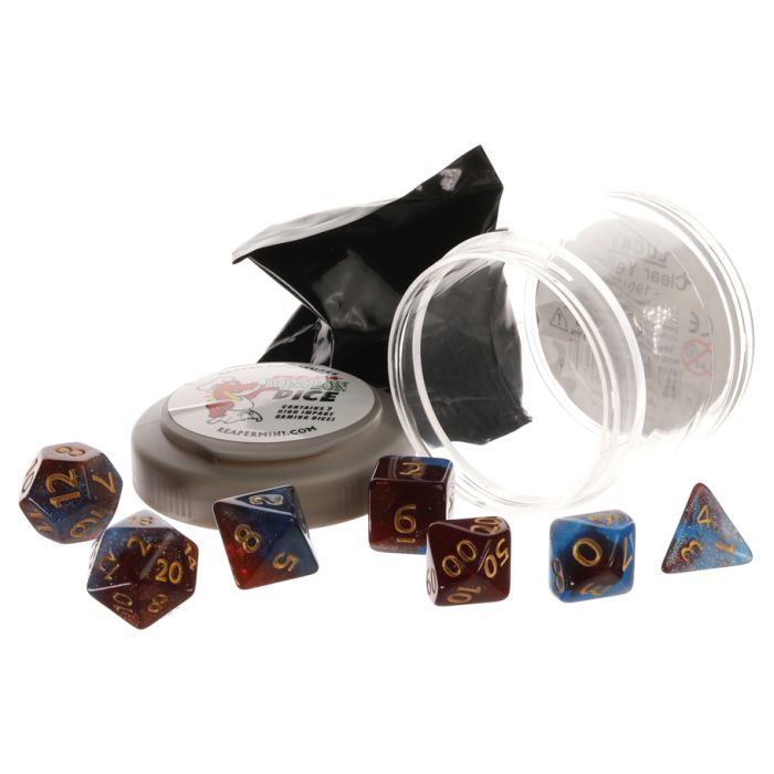 Pizza Dungeon Dice: Boss Red & Blue Nebula with Gold