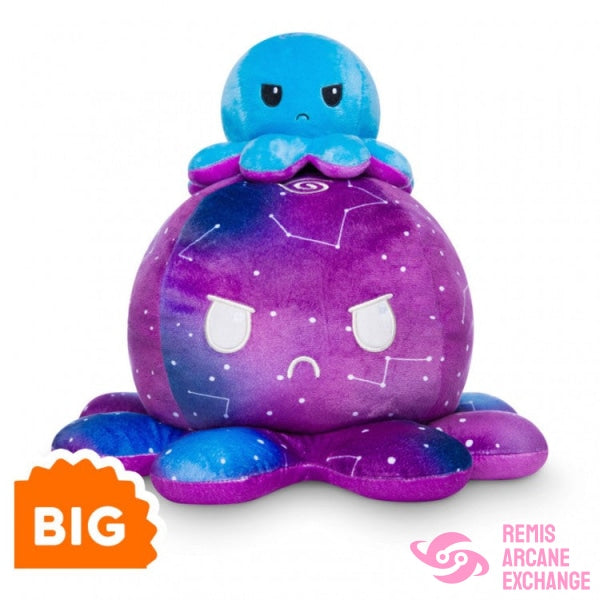 Big Reversible Octopus Plush: Blue & Galaxy