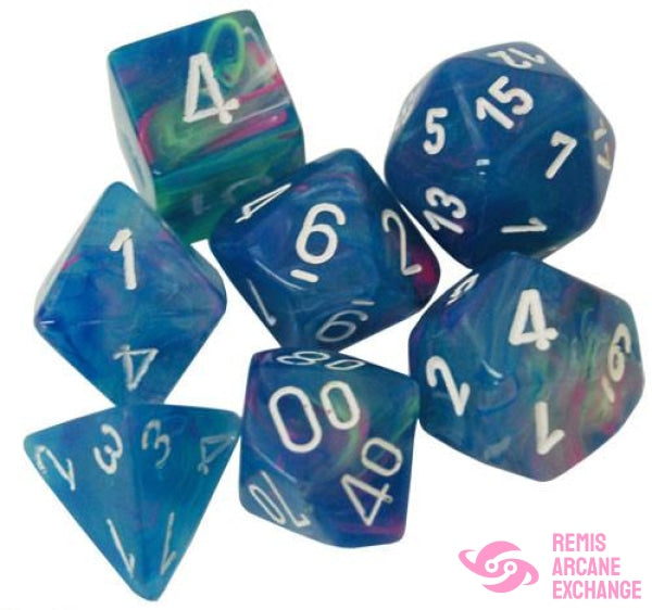 Dice Menagerie 10: Poly Festive Waterlily/White (7) Accessories