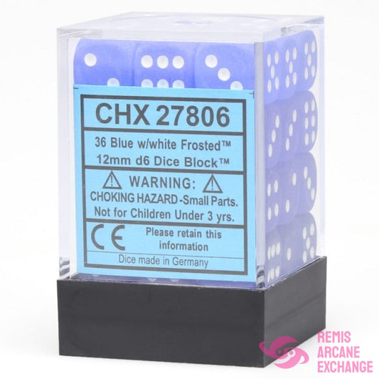 Frosted: 12Mm D6 Blue / White Dice Block (36 Dice) Accessories