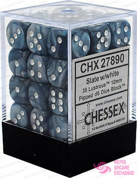 Lustrous: 12Mm D6 Slate/White Dice Block (36 Dice) Accessories