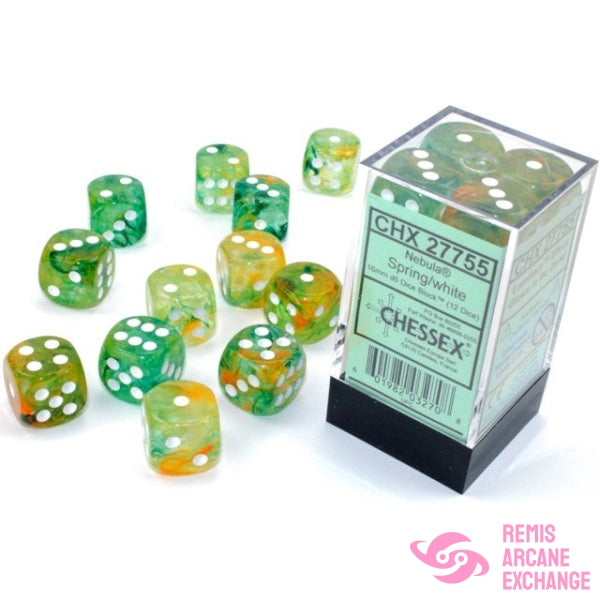 Nebula: 16Mm D6 Spring/White Luminary Dice Block (12 Dice) Accessories