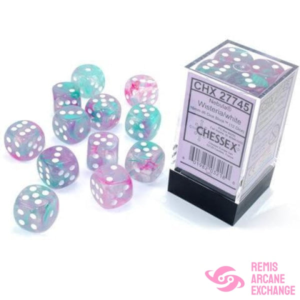 Nebula: 16Mm D6 Wisteria/White Luminary Dice Block (12 Dice) Accessories
