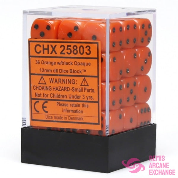 Opaque: 12Mm D6 Orange/Black Dice Block (36 Dice) Accessories