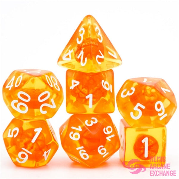 Orange Tangerine 7 Dice Set