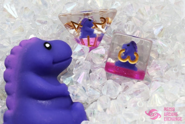 Purple T-Rex 7 Dice Set