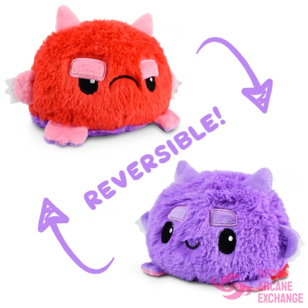 Reversible Fuzzy Monster Plush: Purple & Red