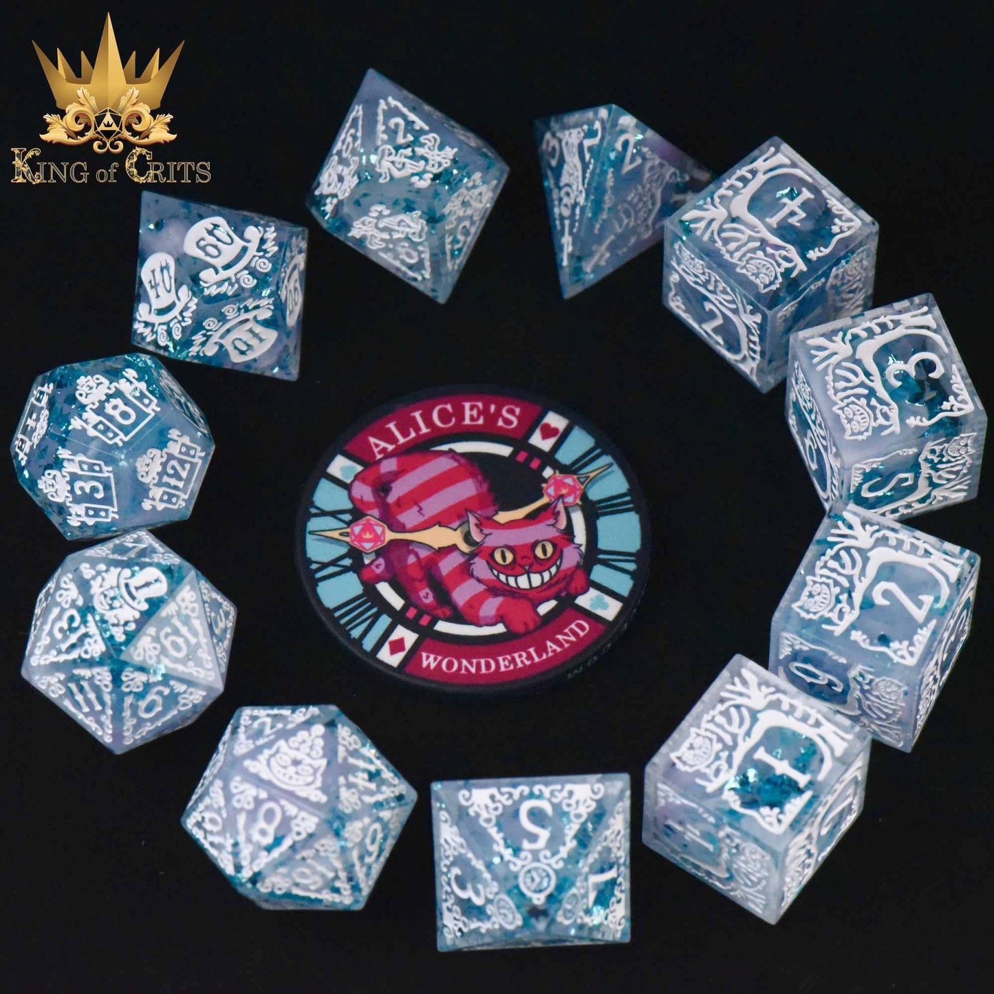 Alice's Wonderland 11 Dice Set with Gift Box (Sharp Edge): Pink