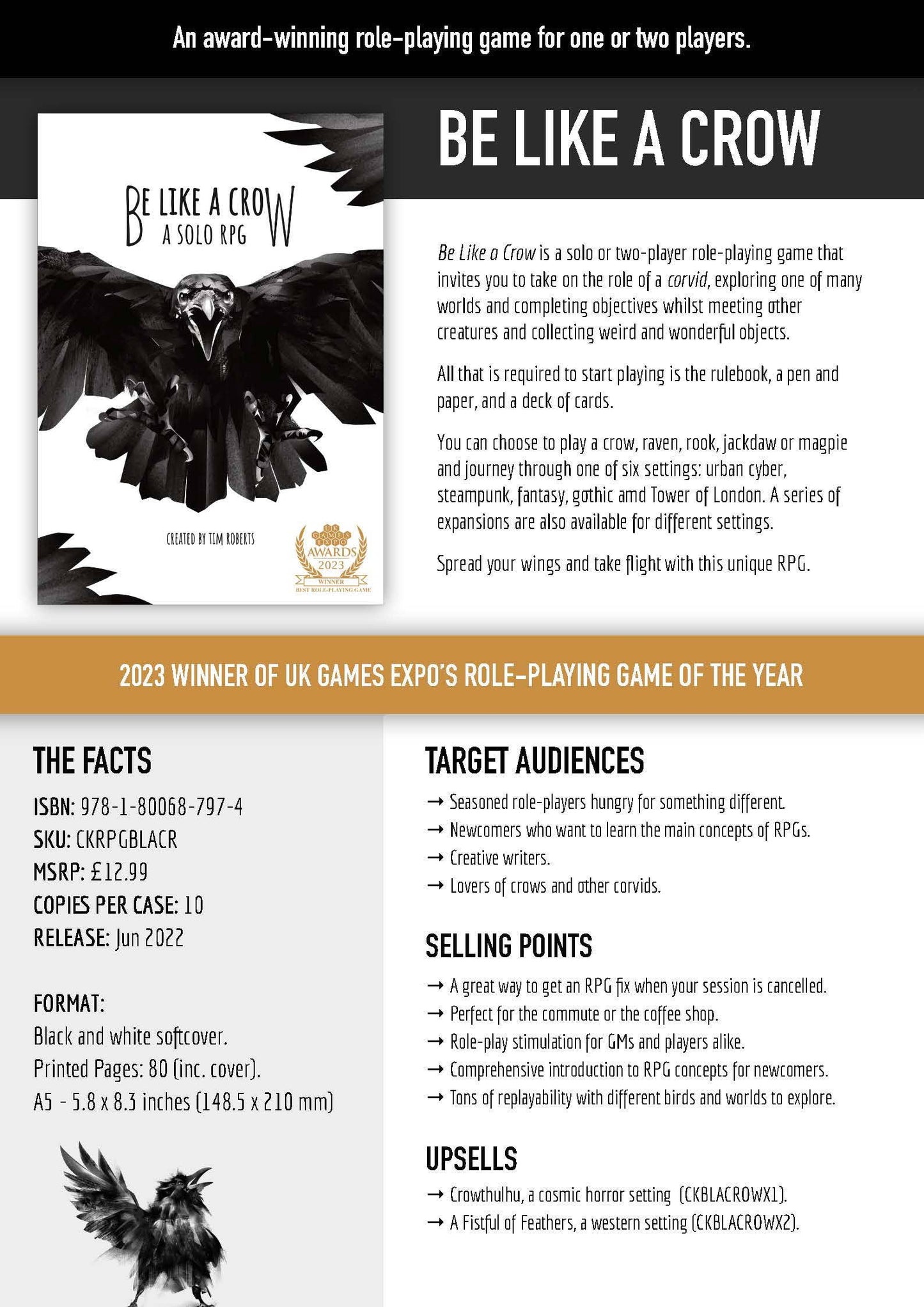 Be Like a Crow Rulebook - Solo TTRPG