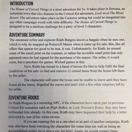 House of Cursed Things - 5E One Shot Adventure