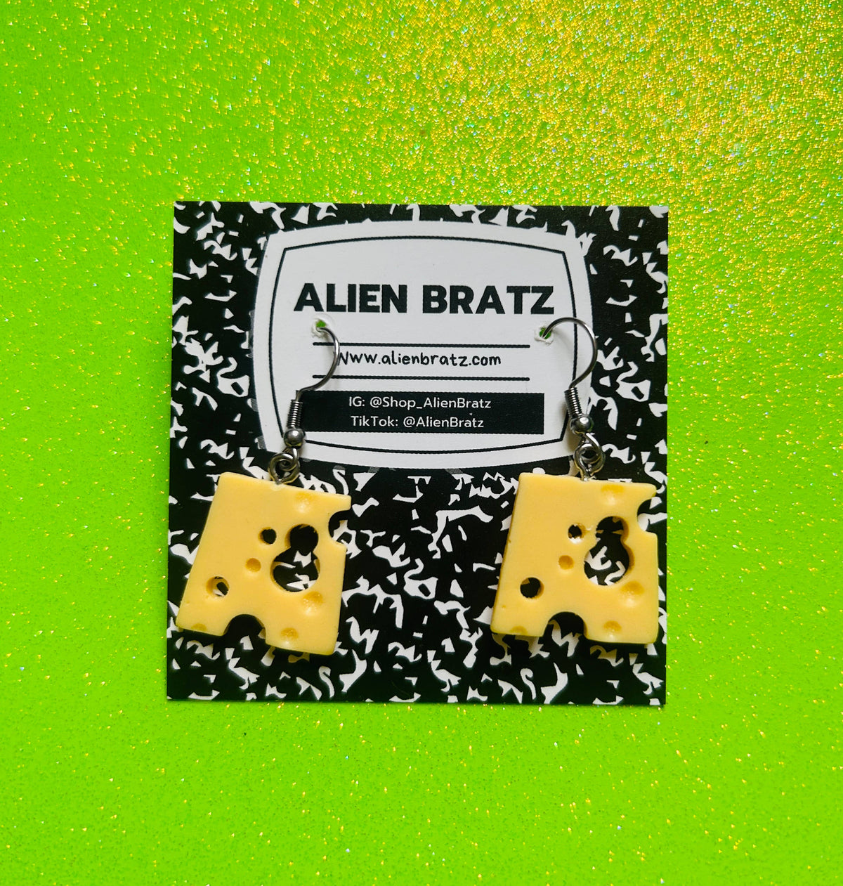 Swiss Cheese Earrings Food Earrings Weird Earrings Funky