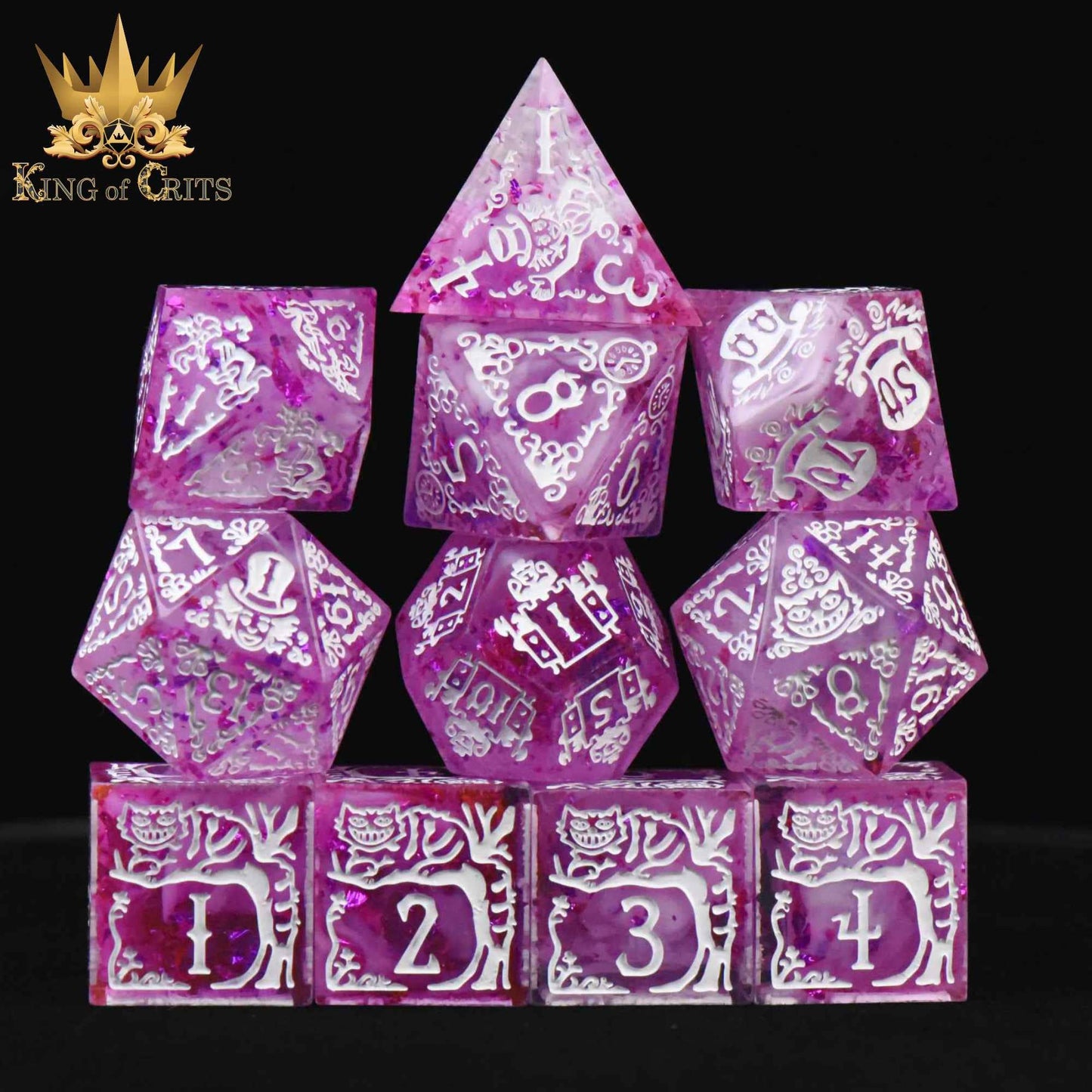 Alice's Wonderland 11 Dice Set with Gift Box (Sharp Edge): Pink