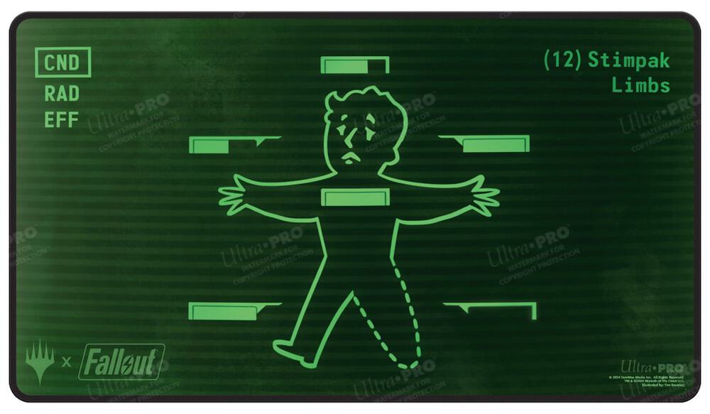 Fallout Inventory Management Black Stitched Standard Gaming Playmat for Magic: The Gathering