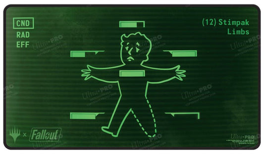 Fallout Inventory Management Black Stitched Standard Gaming Playmat for Magic: The Gathering