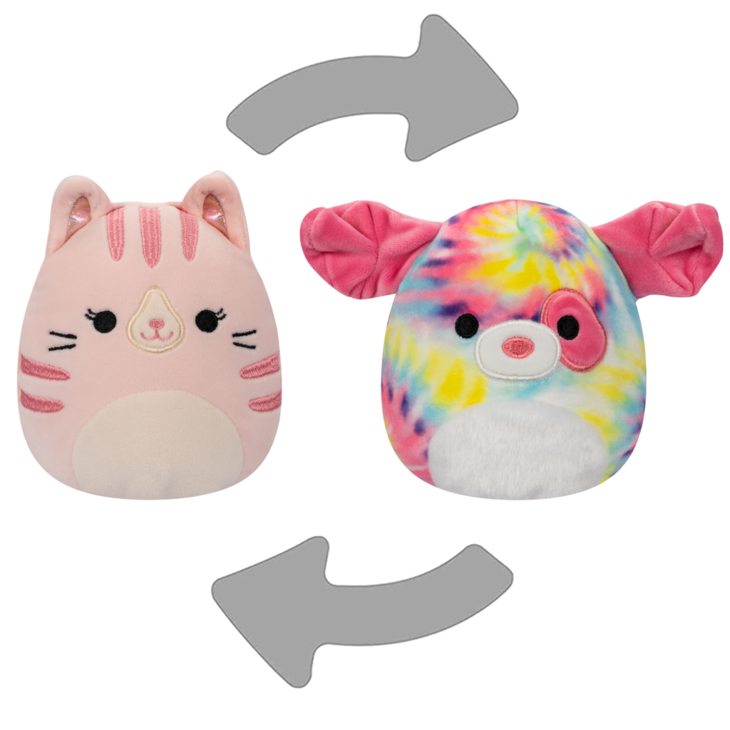Squishmallow Flipamallow Plush 5" Laura Cat/Shena Dog