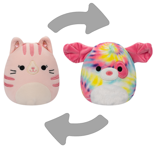 Squishmallow Flipamallow Plush 5" Laura Cat/Shena Dog