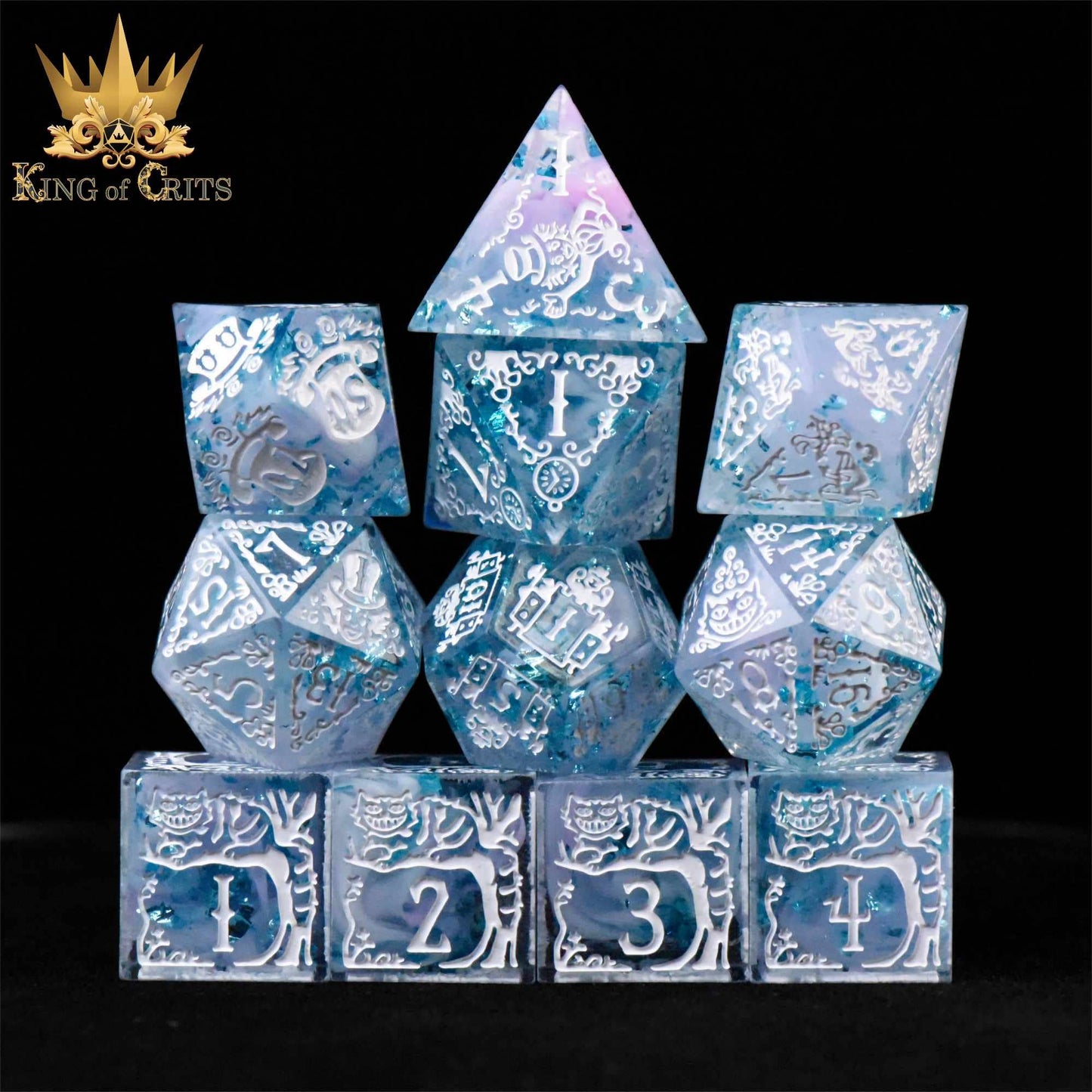 Alice's Wonderland 11 Dice Set with Gift Box (Sharp Edge): Pink