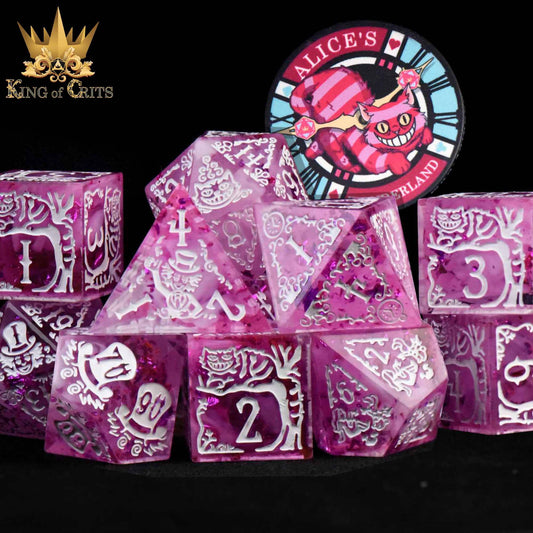 Alice's Wonderland 11 Dice Set with Gift Box (Sharp Edge): Pink