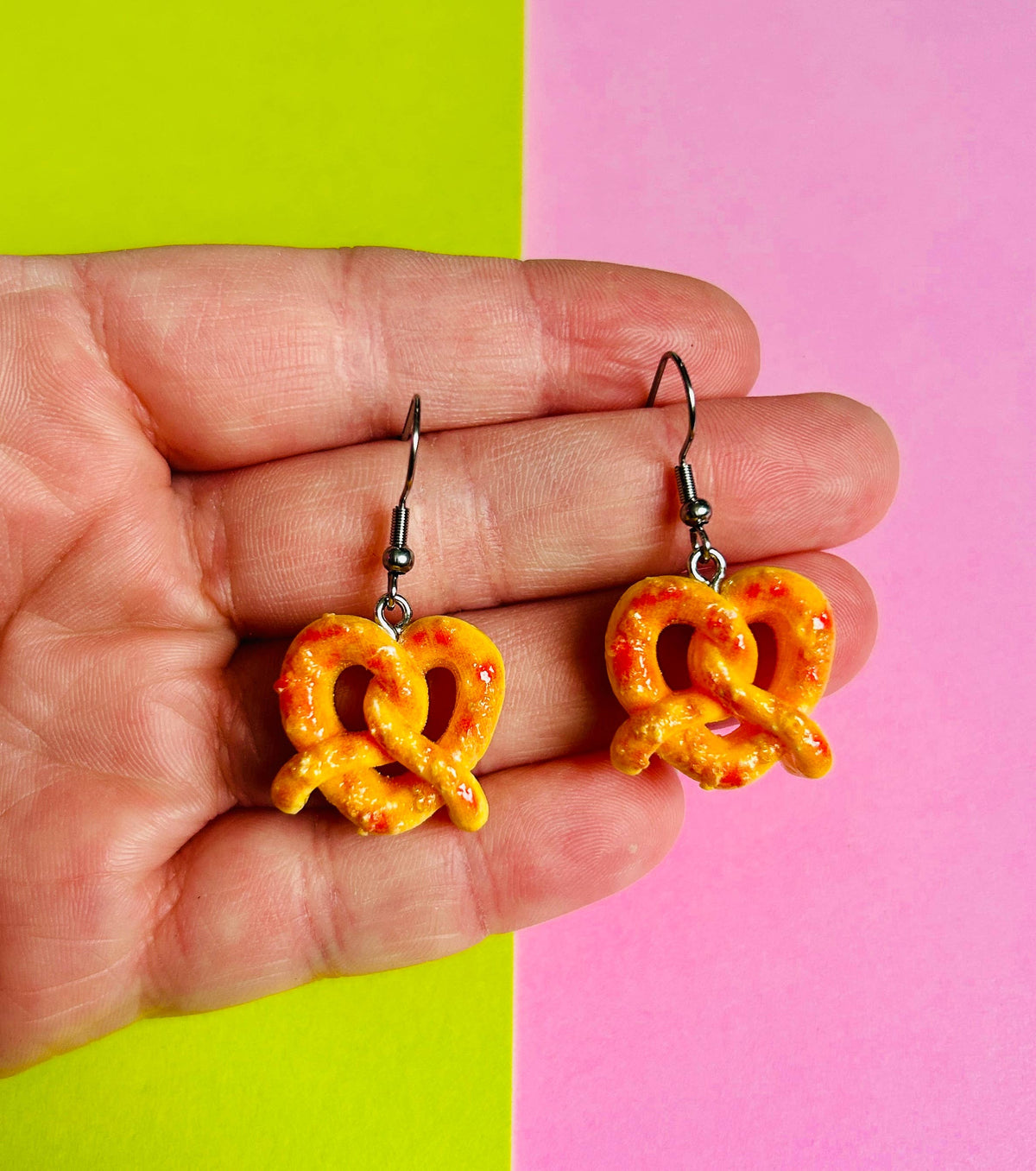 Pretzel Earrings Funky Earrings Weird Earrings Food Earrings
