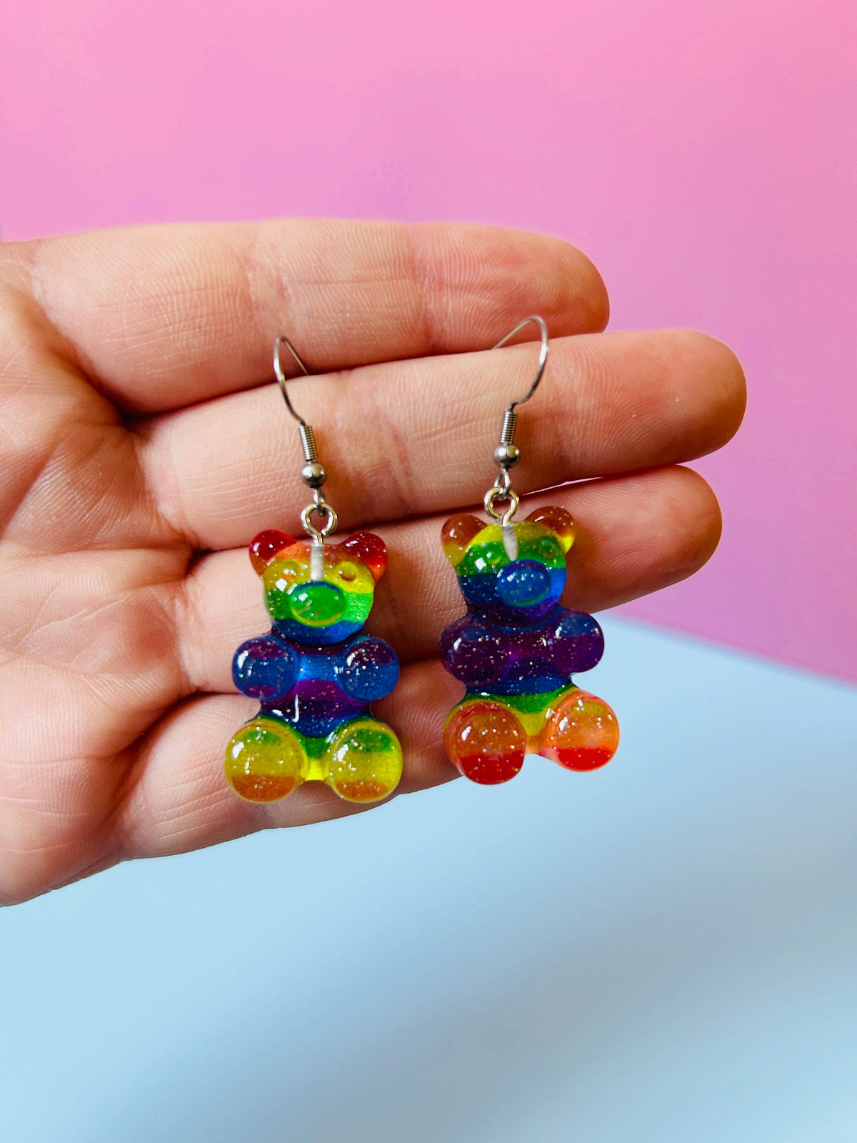 Rainbow Bear Earrings Rainbow Earrings Pride Earrings 