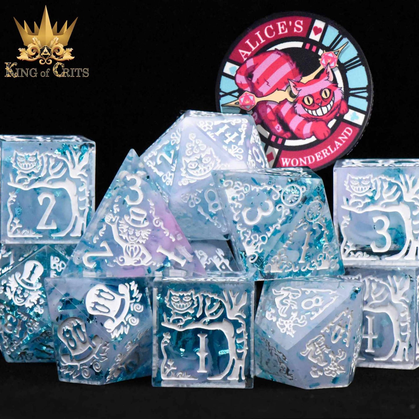 Alice's Wonderland 11 Dice Set with Gift Box (Sharp Edge): Pink