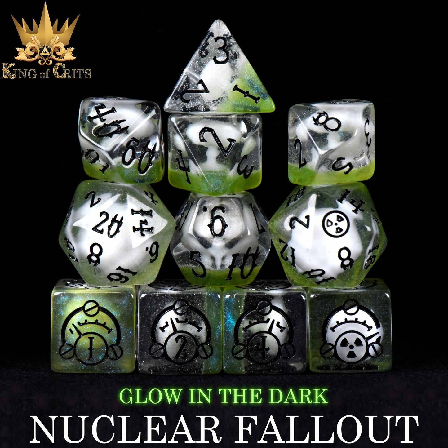 Nuclear Fallout - 11 Dice Set (Glow)