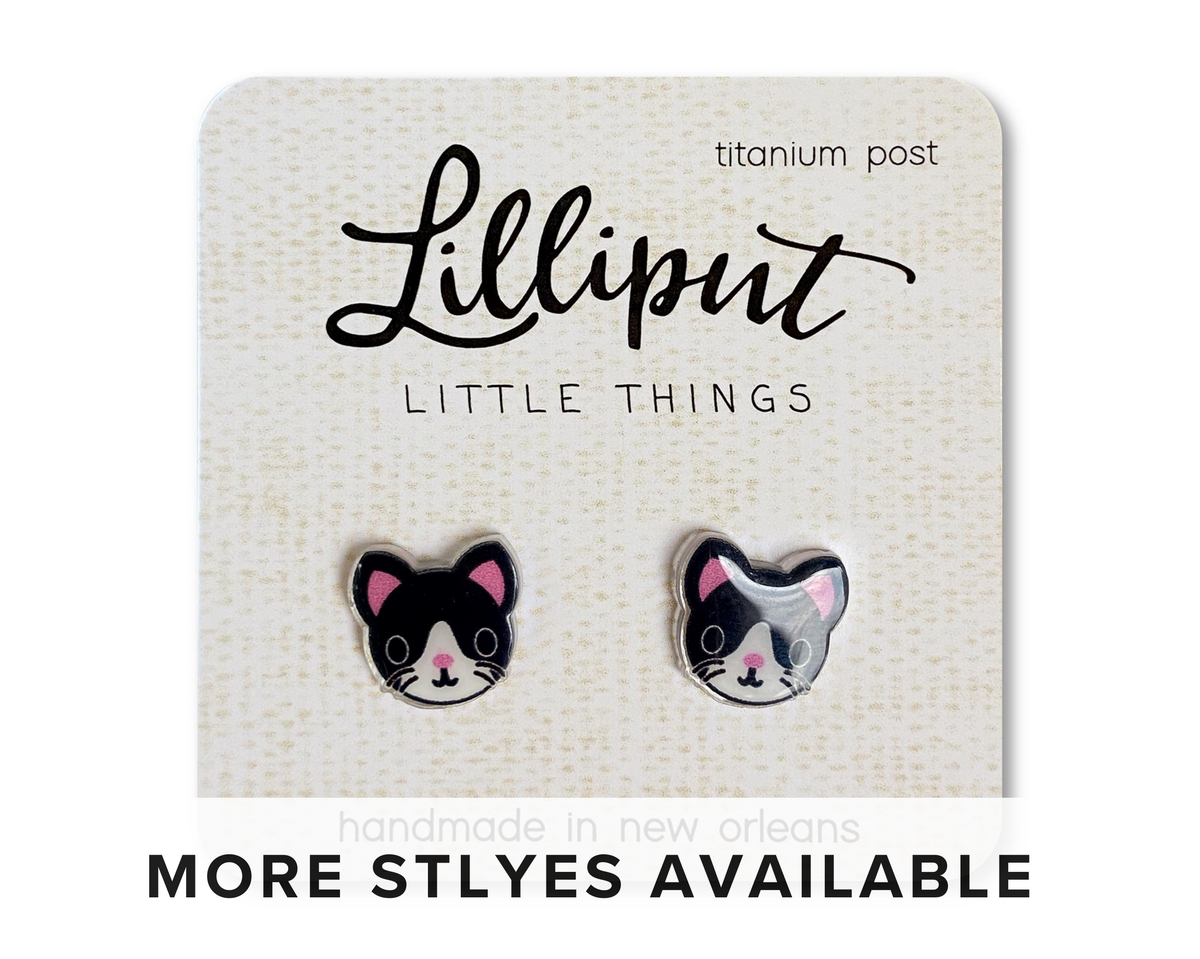Kitty Cat Earrings : Black