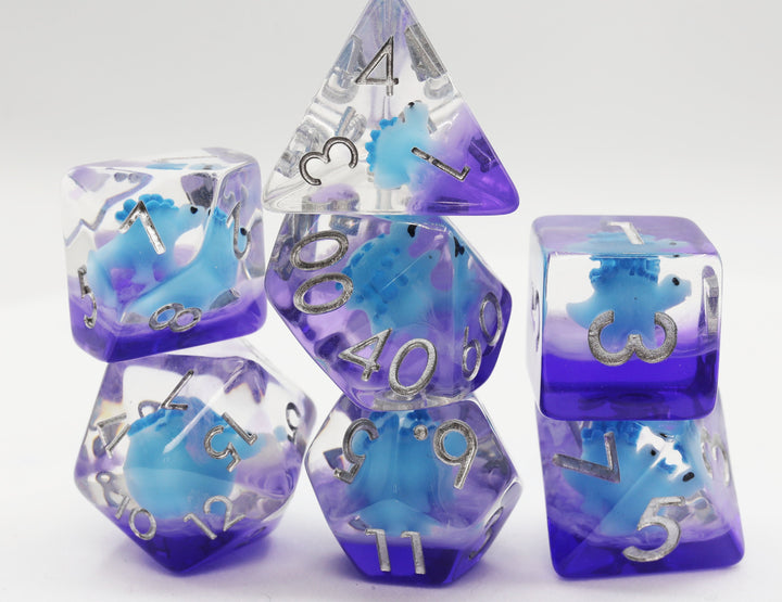 Blue Stegosaurus 7 Dice Set