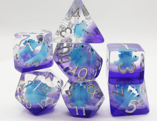 Blue Stegosaurus 7 Dice Set