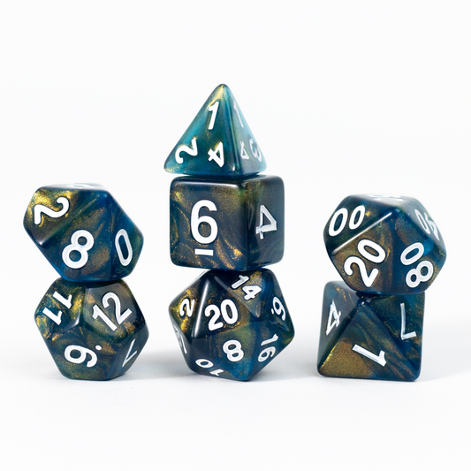Unearthed Treasure Onyx 7-Piece Polyhedral RPG Dice Set