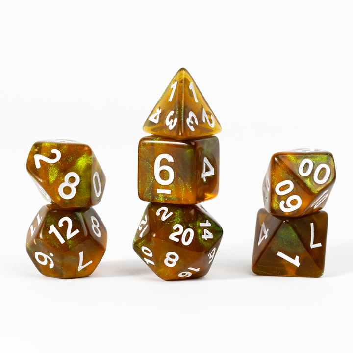 Unearthed Treasure Peridot 7-Piece Polyhedral RPG Dice Set