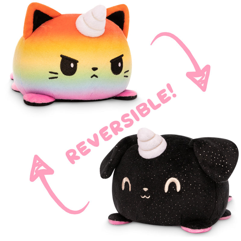 TEETURTLE REVERSIBLE KITTENCORN & PUPPICORN PLUSHIE (RAINBOW + BLACK SPARKLE)