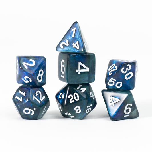 Unearthed Treasure Sapphire 7-Piece Polyhedral RPG Dice Set