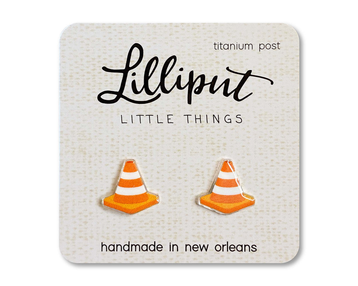 Traffic Cone Earrings // Orange Construction Cone