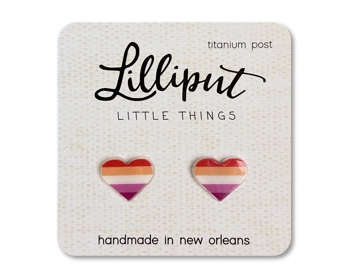 Pride Earrings // LGBTQ+ Pride Flag Earrings: Rainbow Heart Gay Pride