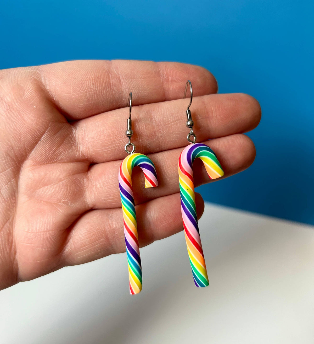 Candy Cane Earrings Rainbow Earrings Christmas Earrings Food