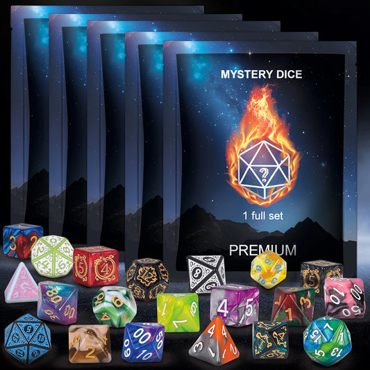 PREMIUM MYSTERY DICE - 1 Full Set With Dice Bag