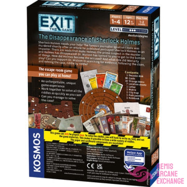Exit: The Game - Disappearance Of Sherlock Holmes Board Games