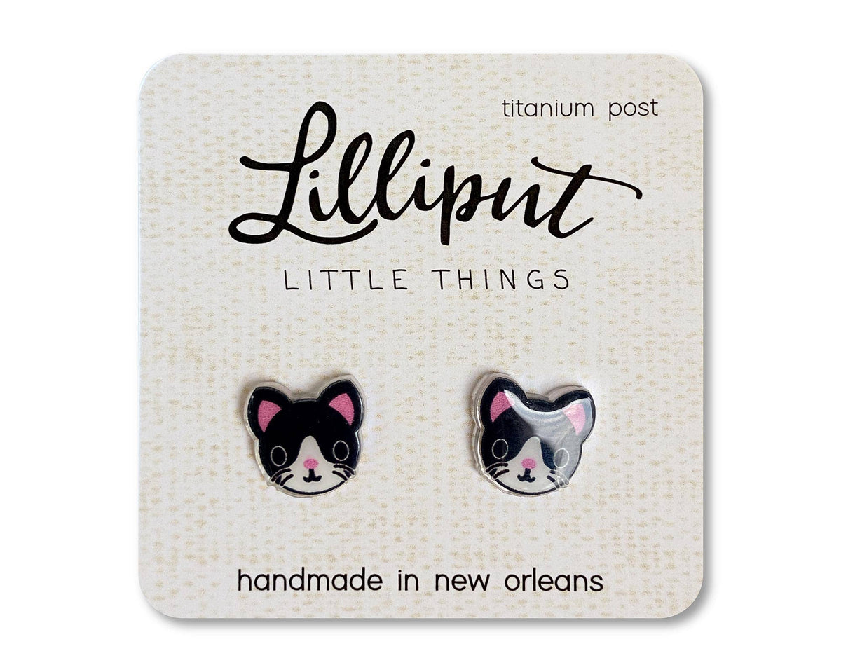 Kitty Cat Earrings : Black
