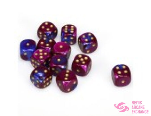 Gemini: 16Mm D6 Blue Purple / Gold Dice Block (12 Dice) Accessories