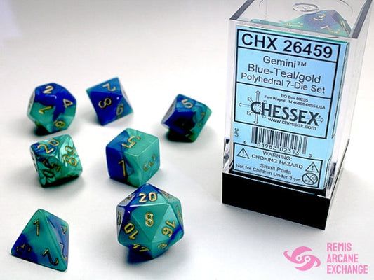 Gemini: Poly Teal/Gold Polyhedral Die Set (7) Accessories
