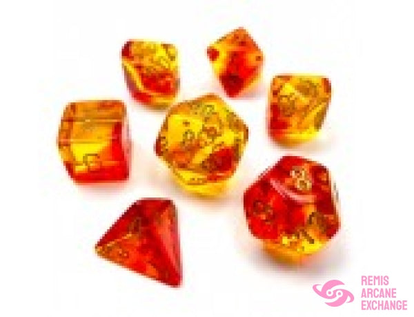 Gemini: Poly Trans Red-Yellow/Gold Die Set (7) Accessories